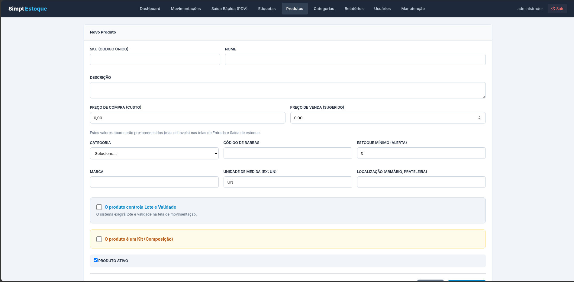 SimplEstoque 4.5 — Sistema PHP de Controle de Estoque com Código-fonte - Imagem 6